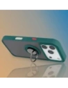Etui z uchwytem na palec Bizon Case Hybrid Ring do Apple iPhone 17 Pro przydymione z ciemnozieloną ramką