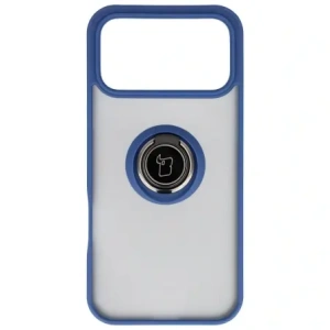 Etui z uchwytem na palec Bizon Case Hybrid Ring do Apple iPhone 17 Pro Max przydymione z granatową ramką