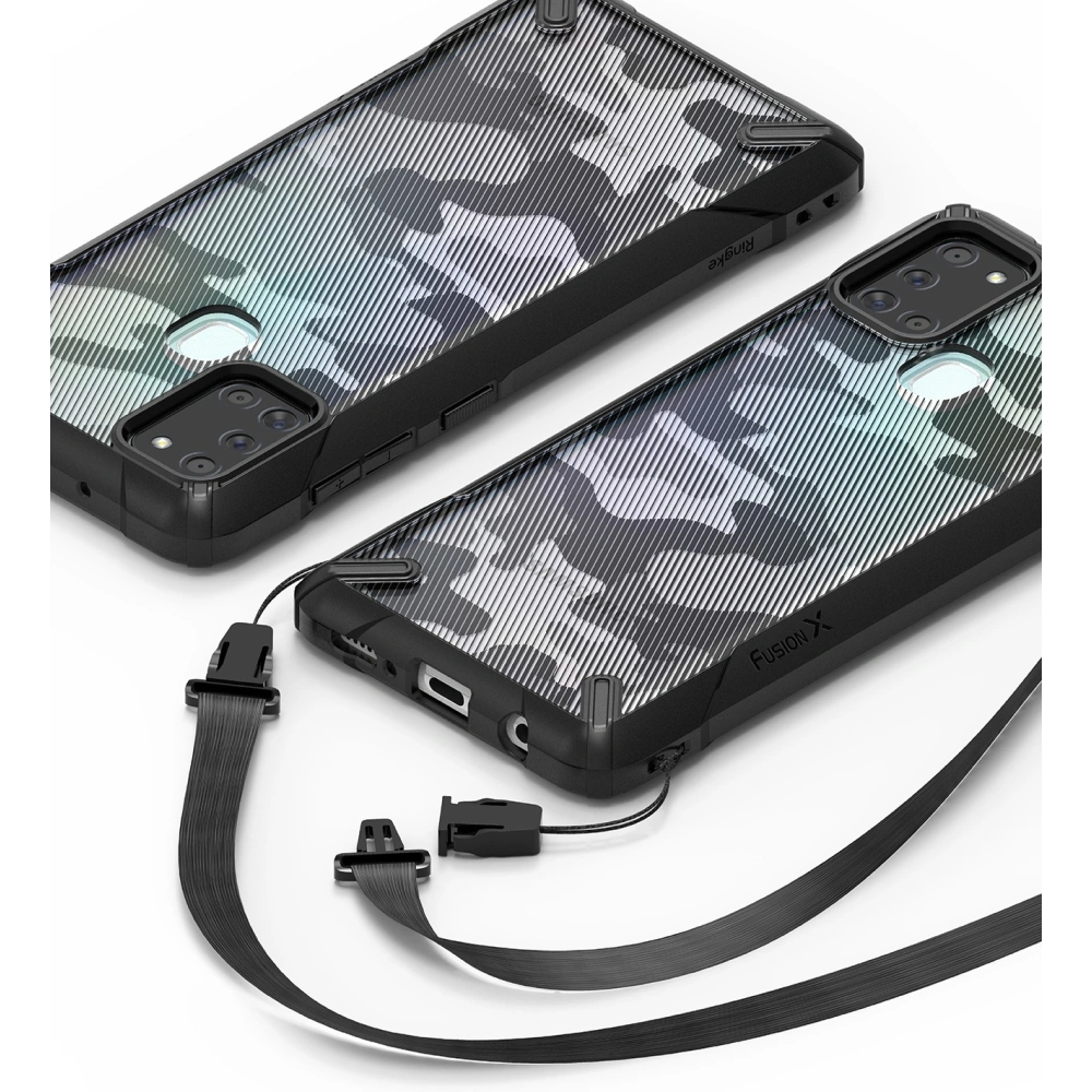 Hurtownia GSM - Etui Ringke Fusion-X Samsung Galaxy A21s Camo (Moro) Černé - RGK1213MOB - {ean13} - Hurt