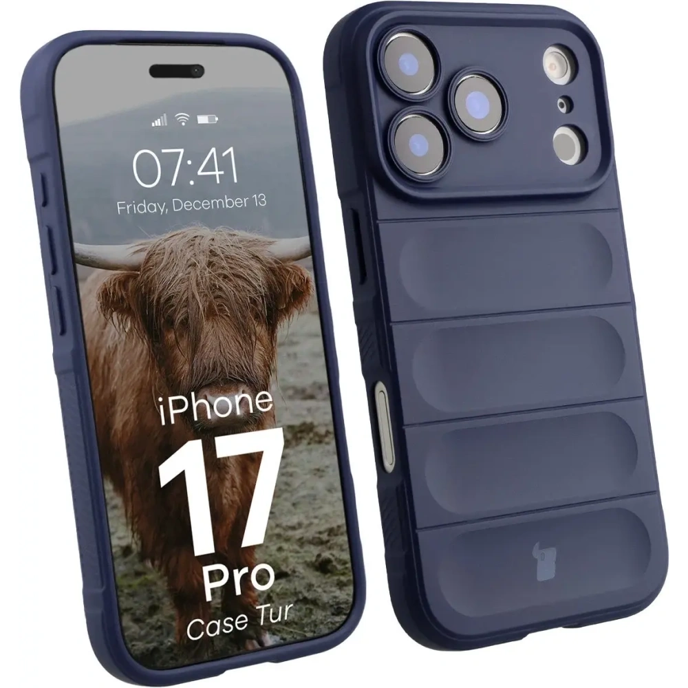 Pancerne etui Bizon Case Tur do Apple iPhone 17 Pro granatowe