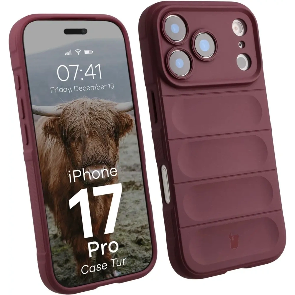 Pancerne etui Bizon Case Tur do Apple iPhone 17 Pro burgundowe