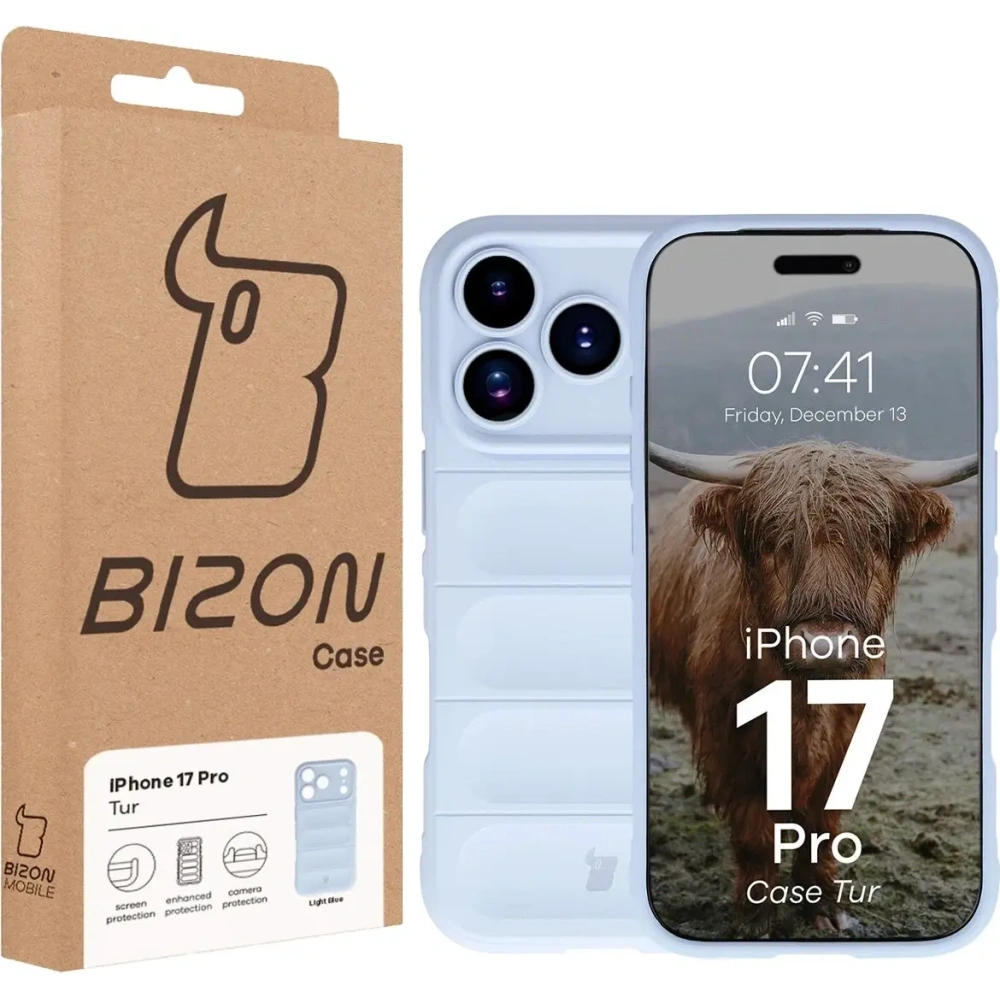 Pancerne etui Bizon Case Tur do Apple iPhone 17 Pro jasnoniebieskie