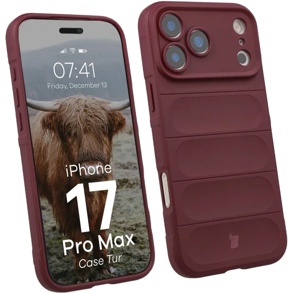 Pancerne etui Bizon Case Tur do Apple iPhone 17 Pro Max burgundowe
