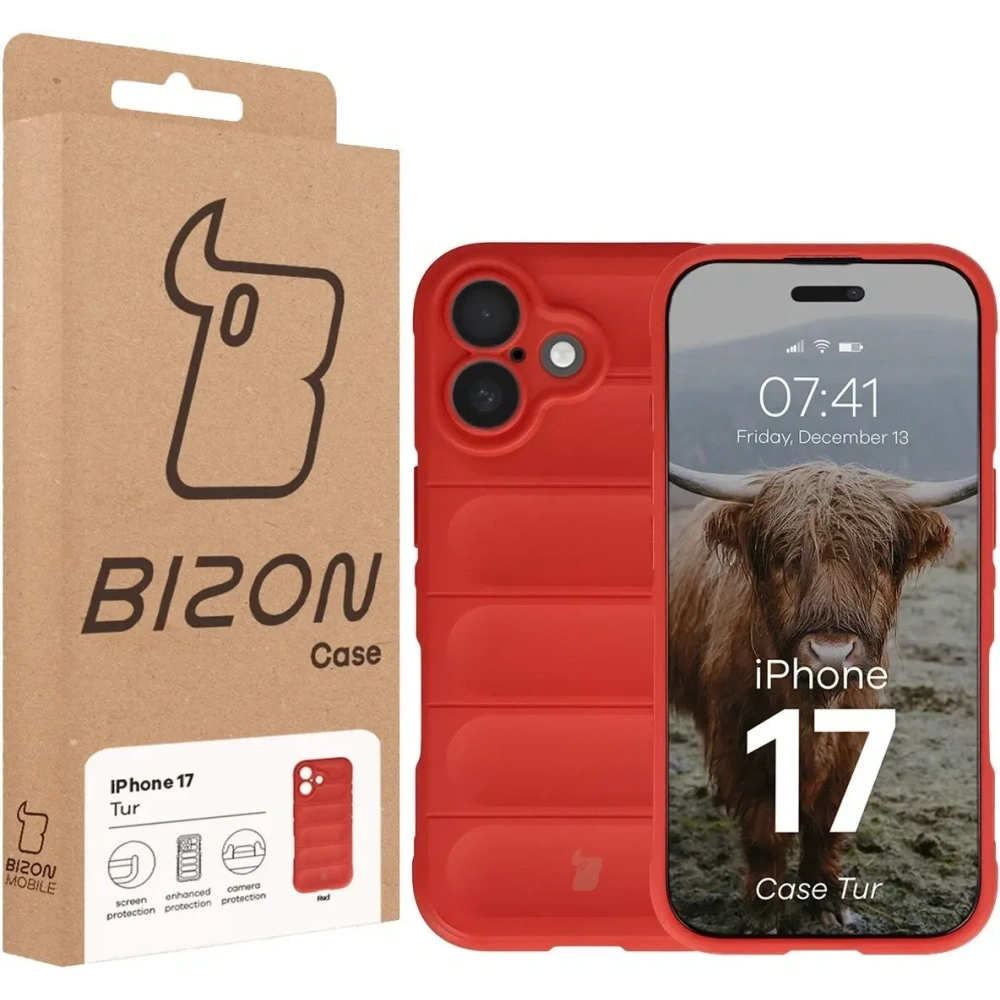 Pancerne etui Bizon Case Tur do Apple iPhone 17 czerwone