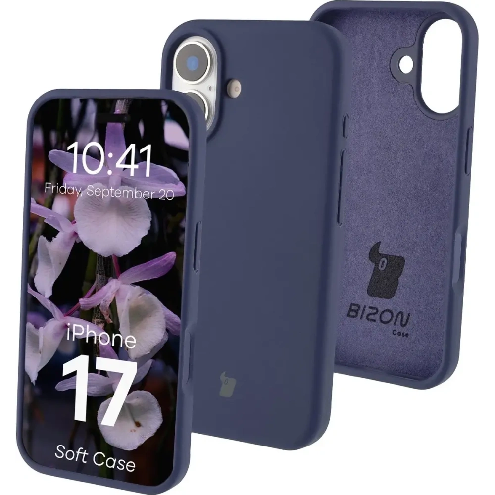 Silikonowe etui Bizon Soft Case do Apple iPhone 17 ciemnoniebieskie