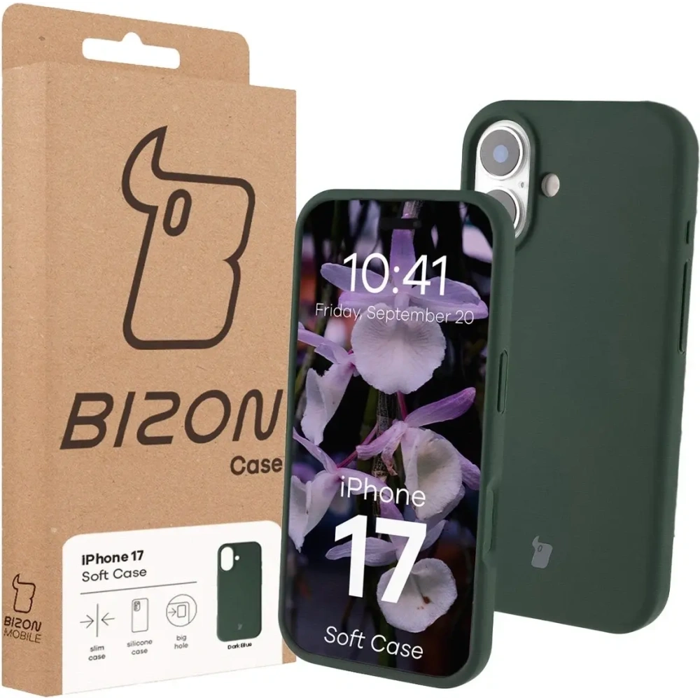 Silikonowe etui Bizon Soft Case do Apple iPhone 17 ciemnozielone