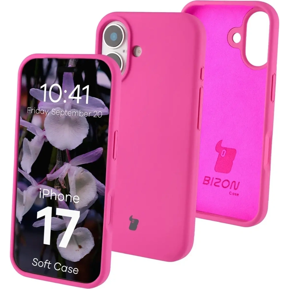Silikonowe etui Bizon Soft Case do Apple iPhone 17 fuksja