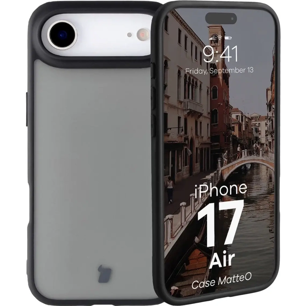 Etui Bizon Case Angelo do Apple iPhone 17 Air przydymione z czarną ramką