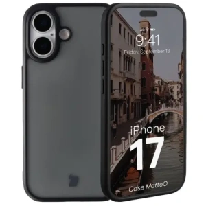 Etui Bizon Case Angelo do Apple iPhone 17 przydymione z czarną ramką