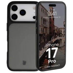 Etui Bizon Case Angelo do Apple iPhone 17 Pro przydymione z czarną ramką