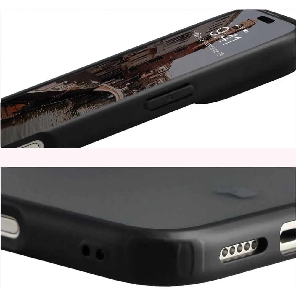 Etui Bizon Case Angelo do Apple iPhone 17 Pro Max przydymione z czarną ramką