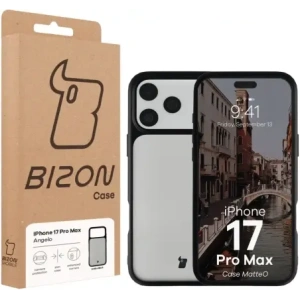 Etui Bizon Case Angelo do Apple iPhone 17 Pro Max przydymione z czarną ramką