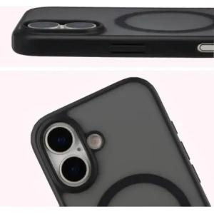 Etui z pierścieniem magnetycznym Bizon Case MatteO do Apple iPhone 17 przydymione-czarne