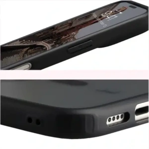Etui z pierścieniem magnetycznym Bizon Case MatteO do Apple iPhone 17 przydymione-czarne