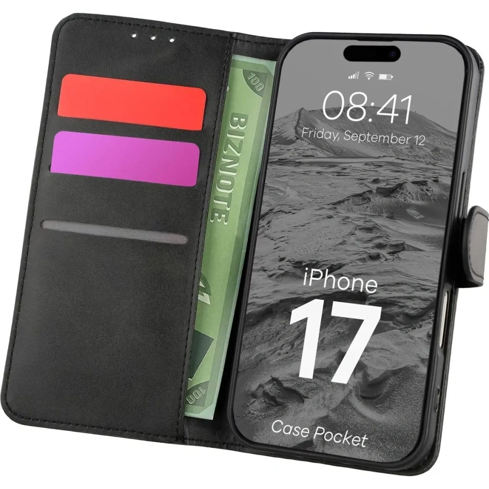 Etui z klapką Bizon Case Pocket do Apple iPhone 17 czarne