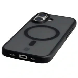 Etui z pierścieniem magnetycznym Bizon Case MatteO do Apple iPhone 17 przydymione-czarne