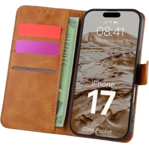 Etui z klapką Bizon Case Pocket do Apple iPhone 17 brązowe