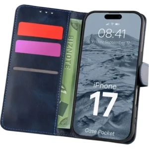 Etui z klapką Bizon Case Pocket do Apple iPhone 17 granatowe