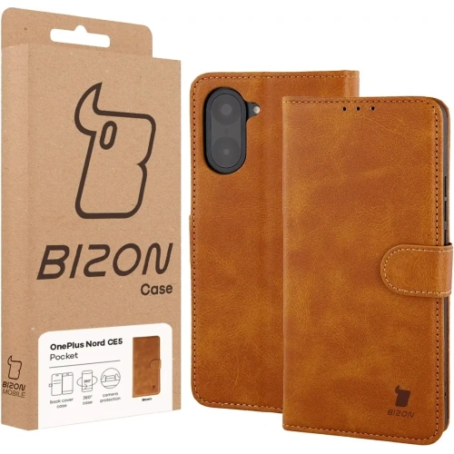 Etui z klapką Bizon Case Pocket do OnePlus Nord CE5 5G brązowe