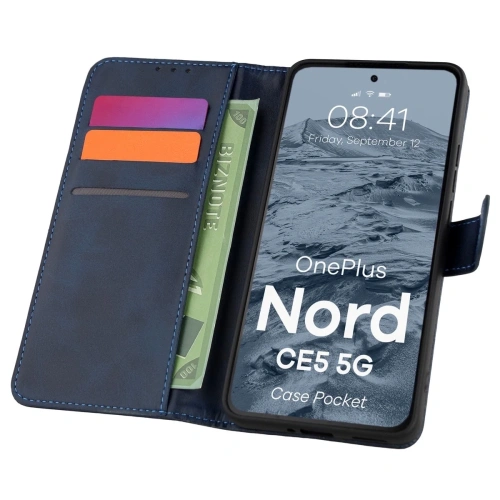 Etui z klapką Bizon Case Pocket do OnePlus Nord CE5 5G granatowe