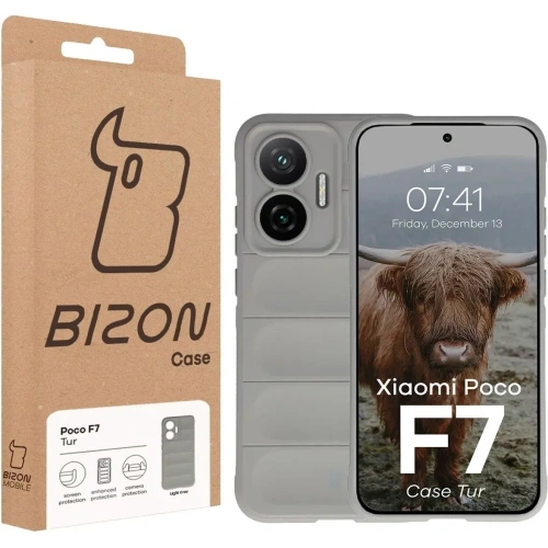 Pancerne etui Bizon Case Tur do Xiaomi POCO F7 jasnoszare