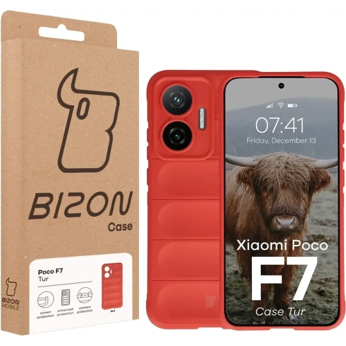 Pancerne etui Bizon Case Tur do Xiaomi POCO F7 czerwone