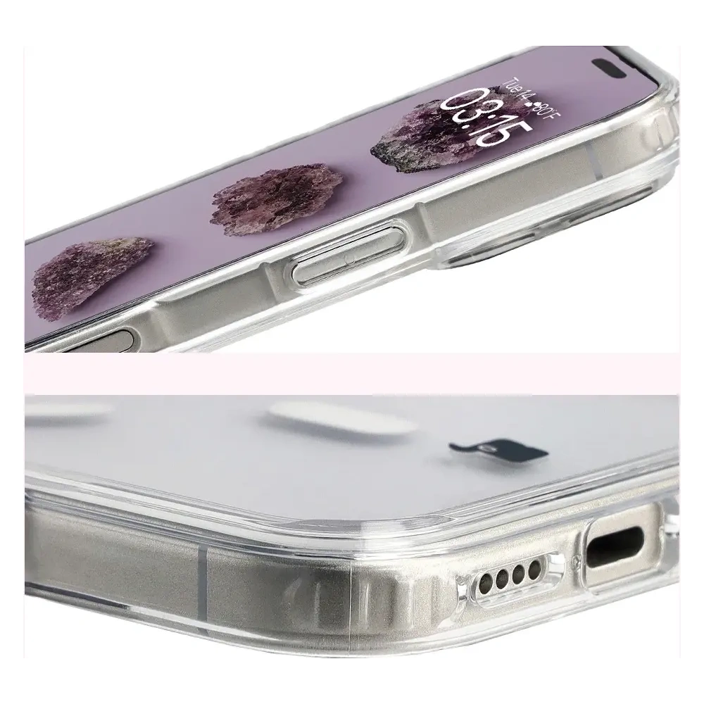 Etui z pierścieniem magnetycznym Bizon Case CrystalO Magnetic do Apple iPhone 17 Pro przezroczyste