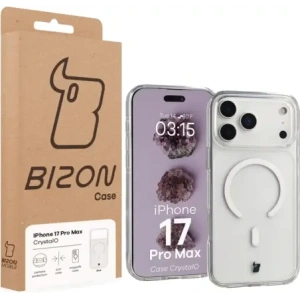 Etui z pierścieniem magnetycznym Bizon Case CrystalO Magnetic do Apple iPhone 17 Pro Max przezroczyste