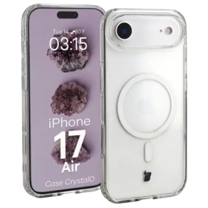 Etui z pierścieniem magnetycznym Bizon Case CrystalO Magnetic do Apple iPhone Air przezroczyste