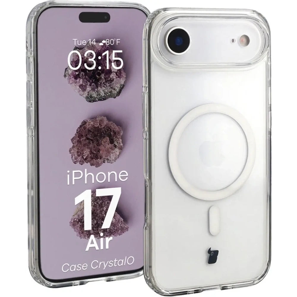Etui z pierścieniem magnetycznym Bizon Case CrystalO Magnetic do Apple iPhone 17 Air przezroczyste