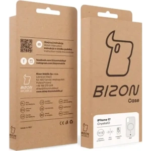 Etui z pierścieniem magnetycznym Bizon Case CrystalO Magnetic do Apple iPhone 17 przezroczyste