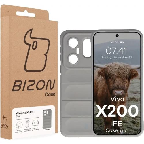 Pancerne etui Bizon Case Tur do Vivo X200 FE jasnoszare