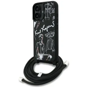 Etui Karl Lagerfeld Crossbody Grained Pattern & Logo do Apple iPhone 16 czarny