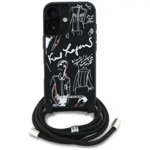 Etui Karl Lagerfeld Crossbody Grained Pattern & Logo do Apple iPhone 16 czarny