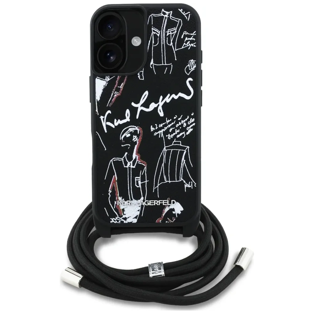 Etui Karl Lagerfeld Crossbody Grained Pattern & Logo do Apple iPhone 16 czarny