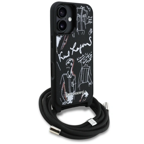 Etui Karl Lagerfeld Crossbody Grained Pattern & Logo do Apple iPhone 16 czarny