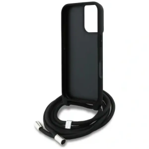 Karl Lagerfeld Crossbody cu model granulat și logo pentru Apple iPhone 16 negru