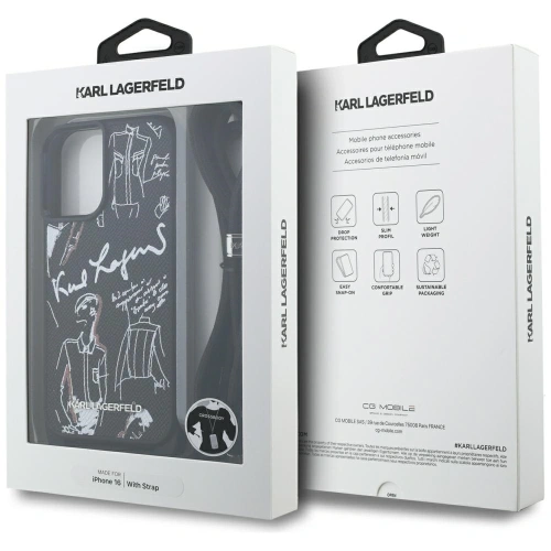 Etui Karl Lagerfeld Crossbody Grained Pattern & Logo do Apple iPhone 16 czarny