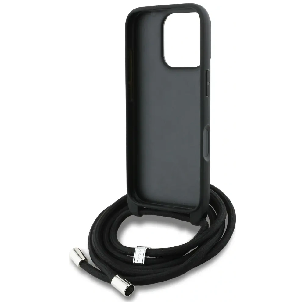 Etui Karl Lagerfeld Crossbody Grained Pattern & Logo do Apple iPhone 16 Pro czarny