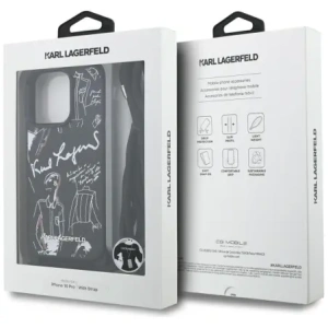 Karl Lagerfeld Crossbody Model cu Textură Granulată și Logo pentru Apple iPhone 16 Pro negru