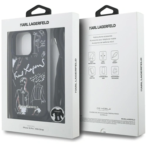 Etui Karl Lagerfeld Crossbody Grained Pattern & Logo do Apple iPhone 16 Pro czarny