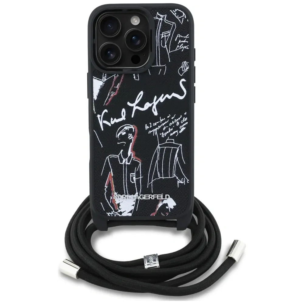 Etui Karl Lagerfeld Crossbody Grained Pattern & Logo do Apple iPhone 16 Pro Max czarny
