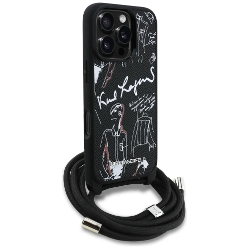Etui Karl Lagerfeld Crossbody Grained Pattern & Logo do Apple iPhone 16 Pro Max czarny