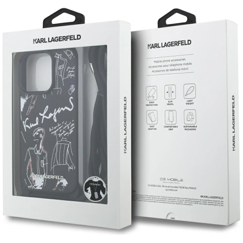 Etui Karl Lagerfeld Crossbody Grained Pattern & Logo do Apple iPhone 16 Pro Max czarny