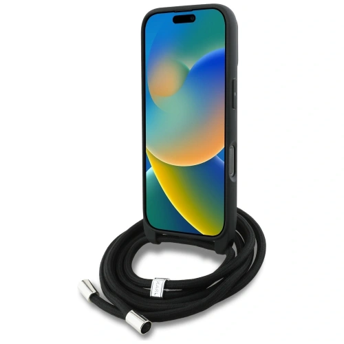 Etui Karl Lagerfeld Crossbody Grained Pattern & Logo do Apple iPhone 16 Pro szary