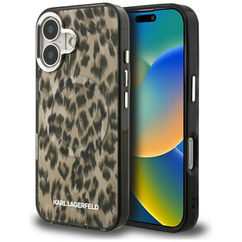 Etui Karl Lagerfeld IML Leopard Pattern MagSafe do Apple iPhone 16 brązowy
