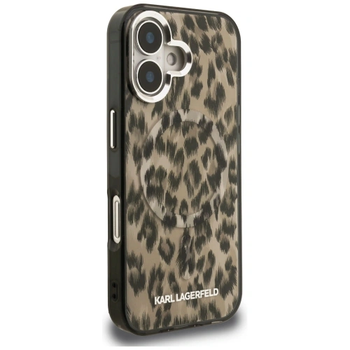 Etui Karl Lagerfeld IML Leopard Pattern MagSafe do Apple iPhone 16 brązowy