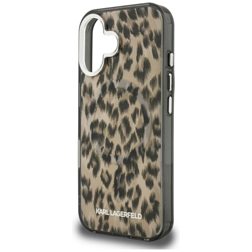 Etui Karl Lagerfeld IML Leopard Pattern MagSafe do Apple iPhone 16 brązowy