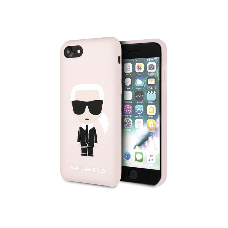Karl Lagerfeld Distributor - 3700740441909 - KLD303PNK - Karl Lagerfeld KLHCI8SLFKPI Apple iPhone SE 2022/SE 2020/8/7 hardcase light pink Silicone Iconic - B2B homescreen
