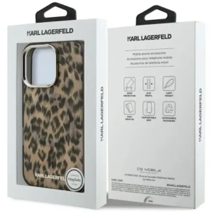 Etui Karl Lagerfeld IML Leopard Pattern MagSafe do Apple iPhone 16 Pro Max brązowy